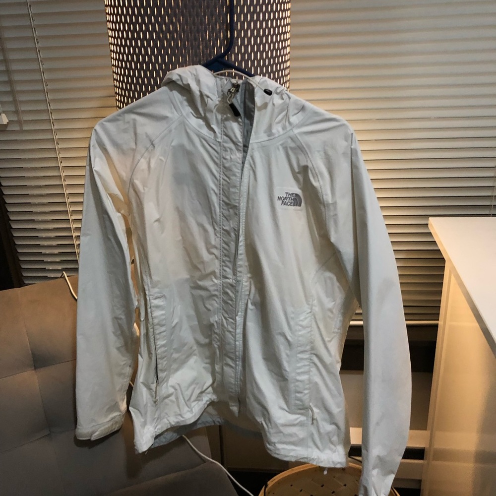 White north face rain jacket